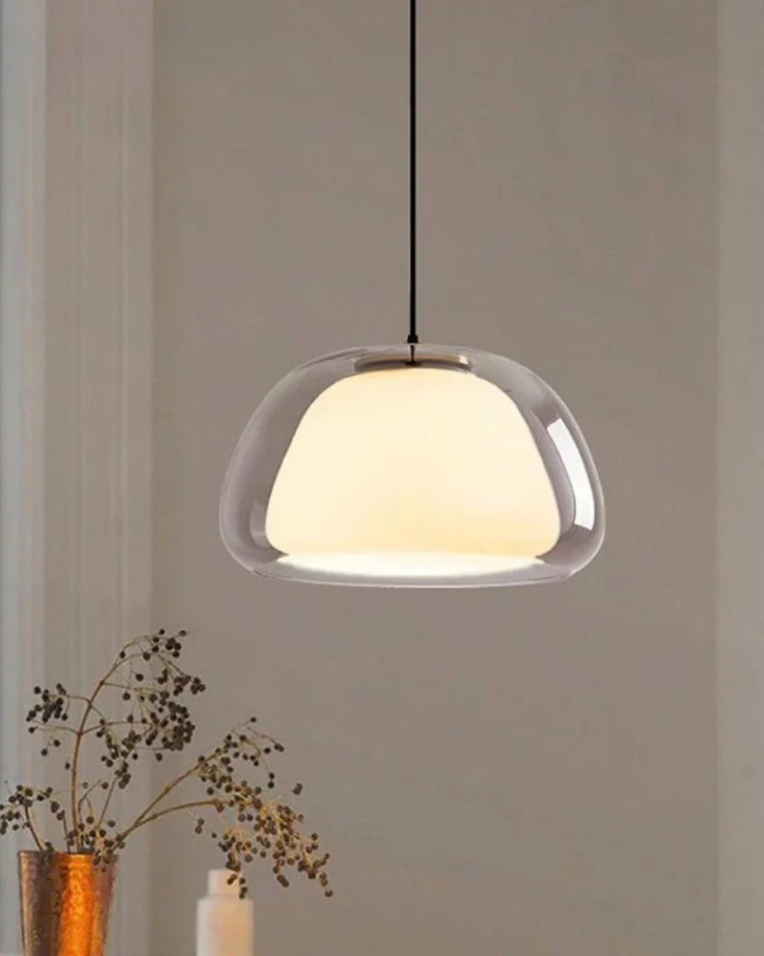 LichtDom: Lampada a sospensione moderna – lampada in vetro elegante con effetto cristallo, lussuosa per camera da letto e ufficio