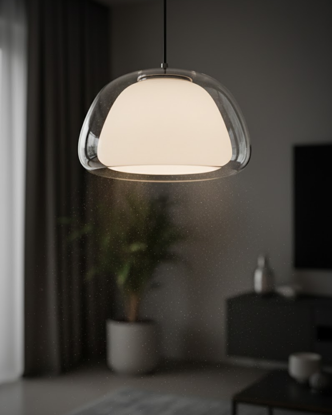 LichtDom: Lampada a sospensione moderna – lampada in vetro elegante con effetto cristallo, lussuosa per camera da letto e ufficio