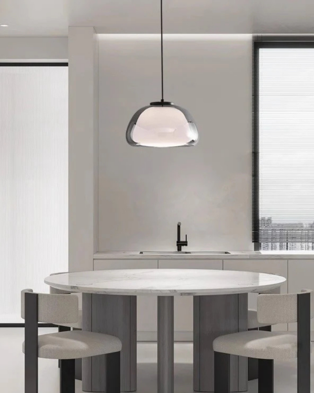 LichtDom: Lampada a sospensione moderna – lampada in vetro elegante con effetto cristallo, lussuosa per camera da letto e ufficio