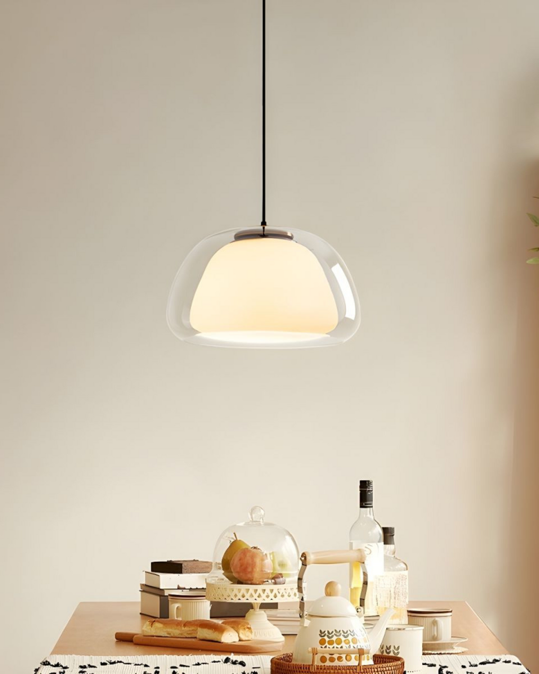LichtDom: Lampada a sospensione moderna – lampada in vetro elegante con effetto cristallo, lussuosa per camera da letto e ufficio