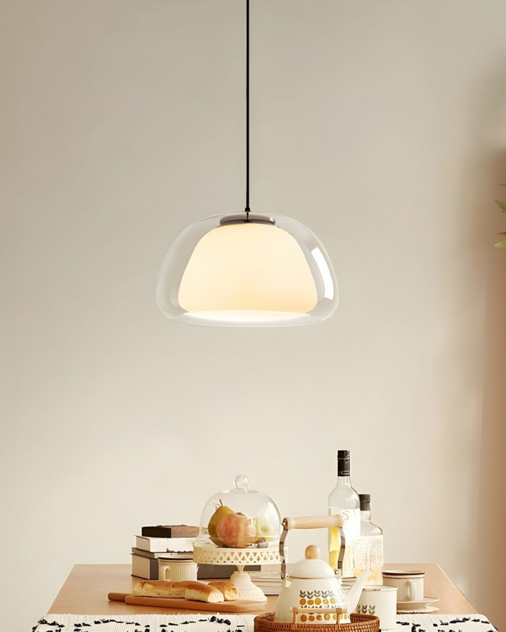 LichtDom: Lampada a sospensione moderna – lampada in vetro elegante con effetto cristallo, lussuosa per camera da letto e ufficio