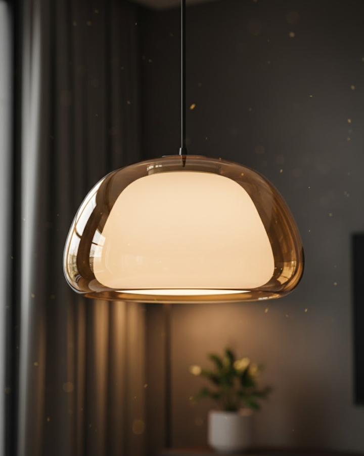 LichtDom: Lampada a sospensione moderna – lampada in vetro elegante con effetto cristallo, lussuosa per camera da letto e ufficio