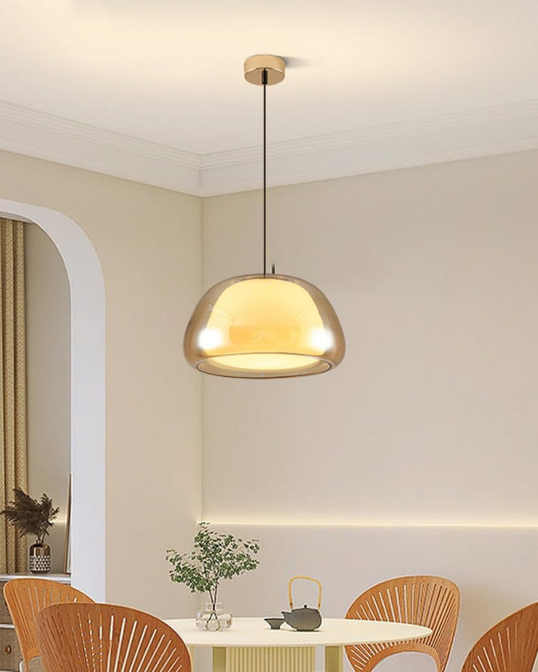 LichtDom: Lampada a sospensione moderna – lampada in vetro elegante con effetto cristallo, lussuosa per camera da letto e ufficio