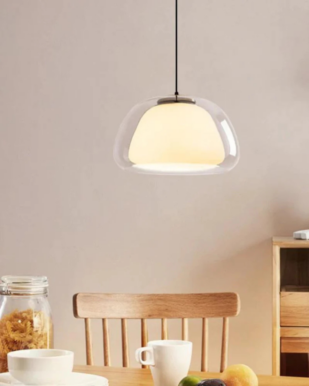 LichtDom: Lampada a sospensione moderna – lampada in vetro elegante con effetto cristallo, lussuosa per camera da letto e ufficio