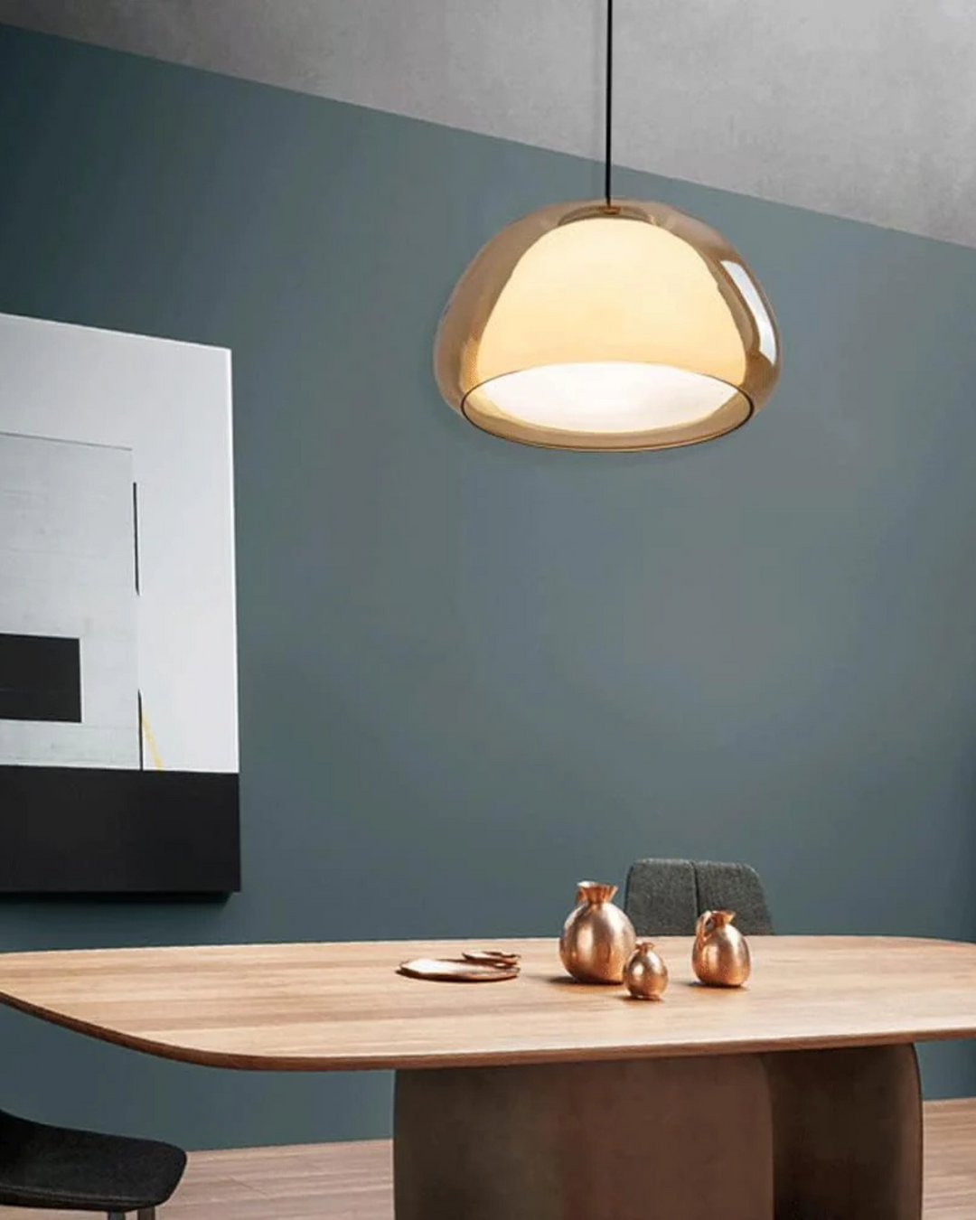 LichtDom: Lampada a sospensione moderna – lampada in vetro elegante con effetto cristallo, lussuosa per camera da letto e ufficio