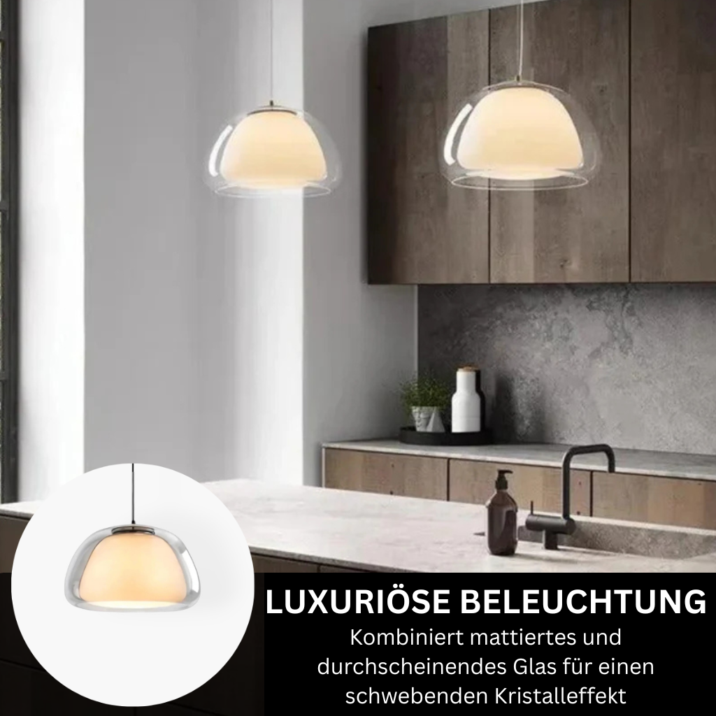 LichtDom: Lampada a sospensione moderna – lampada in vetro elegante con effetto cristallo, lussuosa per camera da letto e ufficio