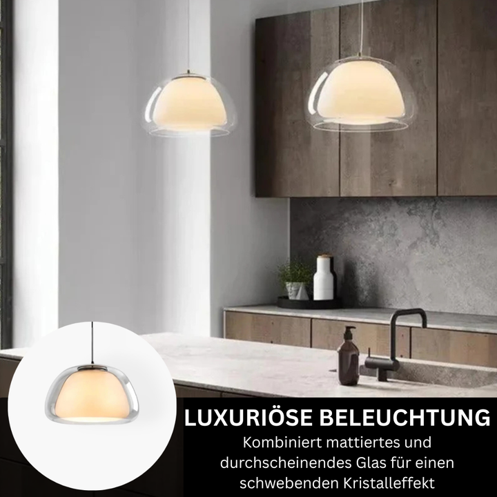 LichtDom: Lampada a sospensione moderna – lampada in vetro elegante con effetto cristallo, lussuosa per camera da letto e ufficio