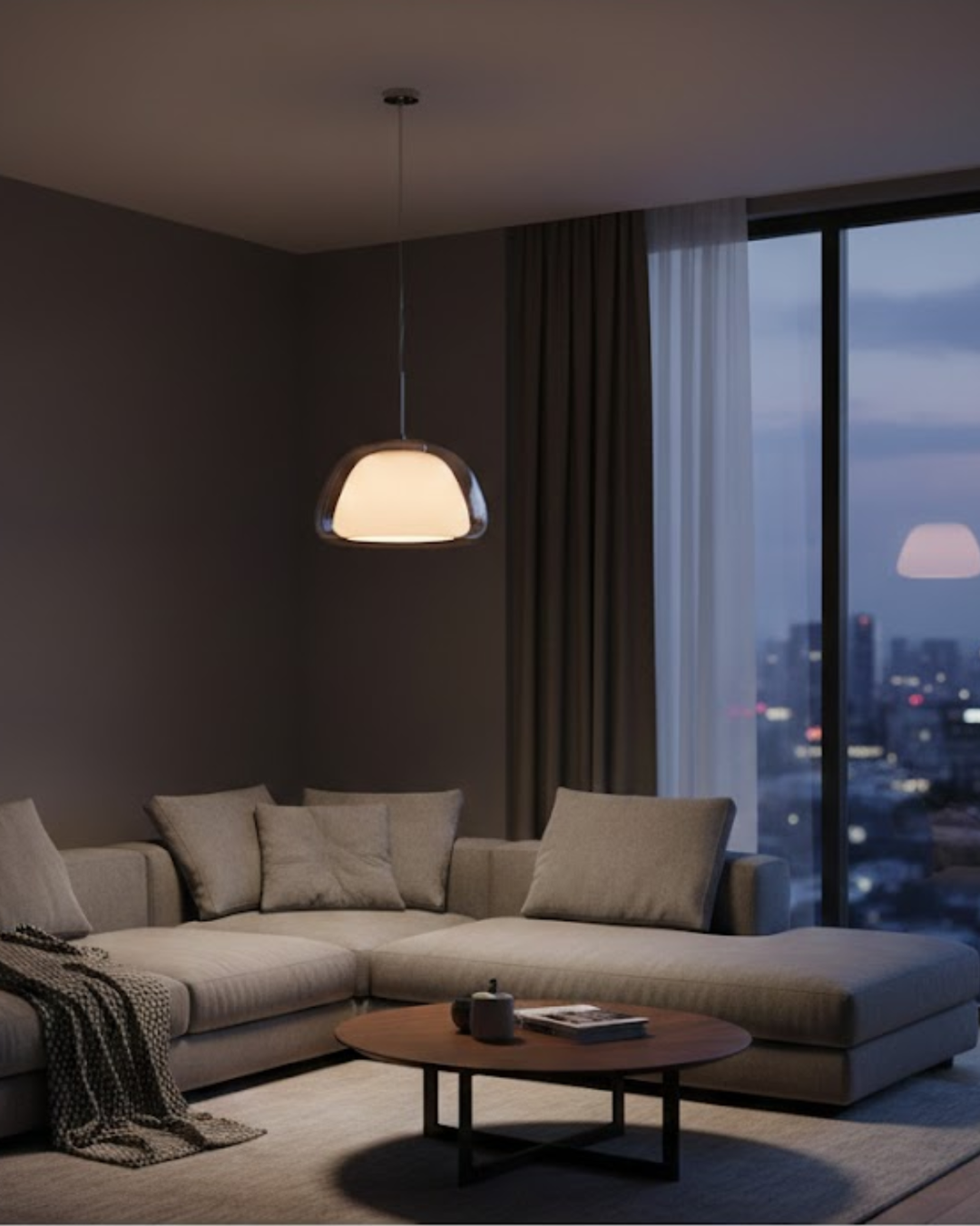 LichtDom: Lampada a sospensione moderna – lampada in vetro elegante con effetto cristallo, lussuosa per camera da letto e ufficio