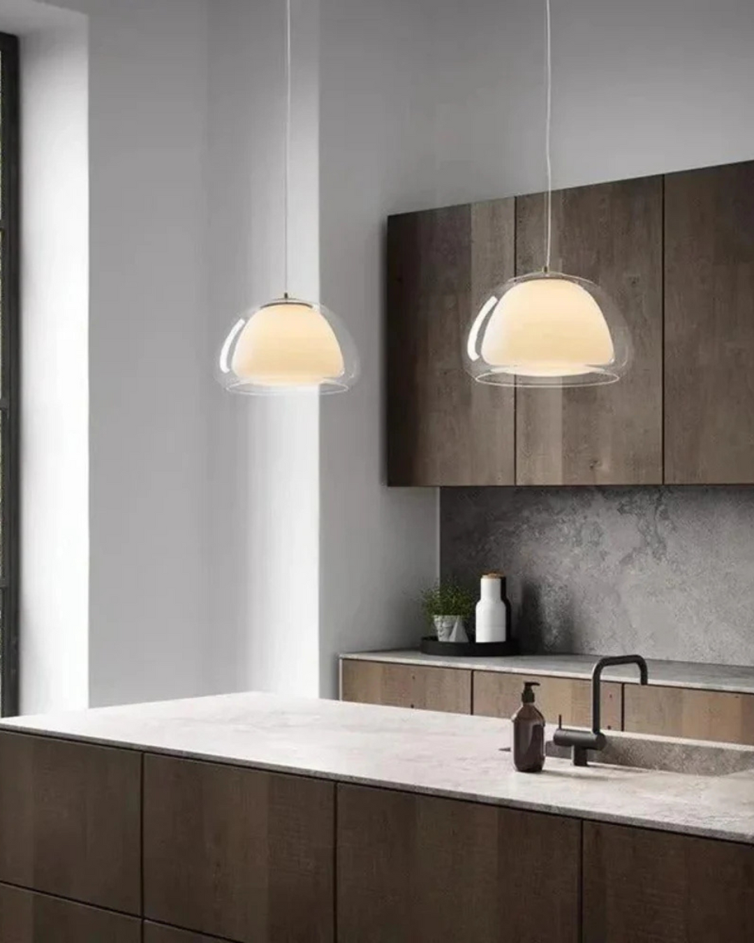 LichtDom: Lampada a sospensione moderna – lampada in vetro elegante con effetto cristallo, lussuosa per camera da letto e ufficio