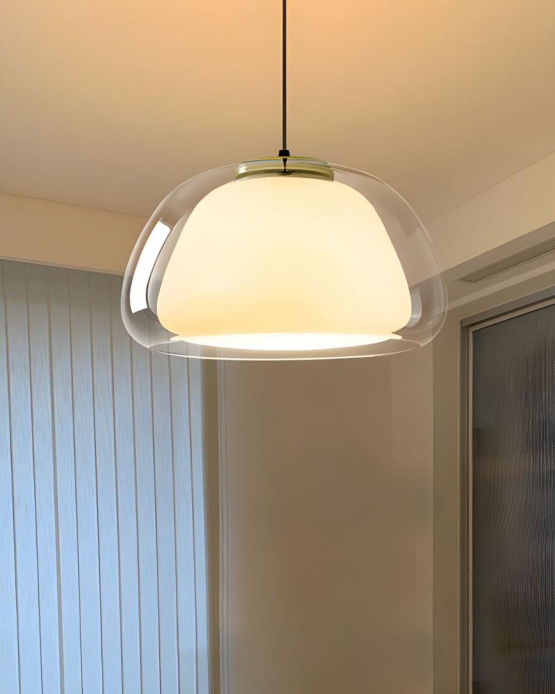 LichtDom: Lampada a sospensione moderna – lampada in vetro elegante con effetto cristallo, lussuosa per camera da letto e ufficio