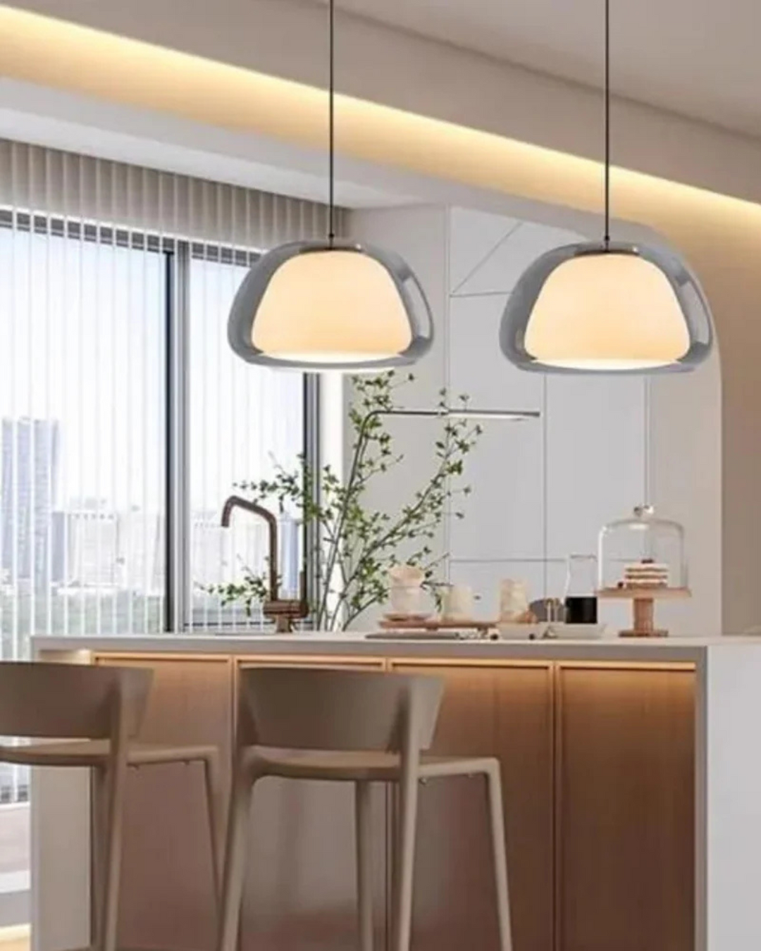 LichtDom: Lampada a sospensione moderna – lampada in vetro elegante con effetto cristallo, lussuosa per camera da letto e ufficio