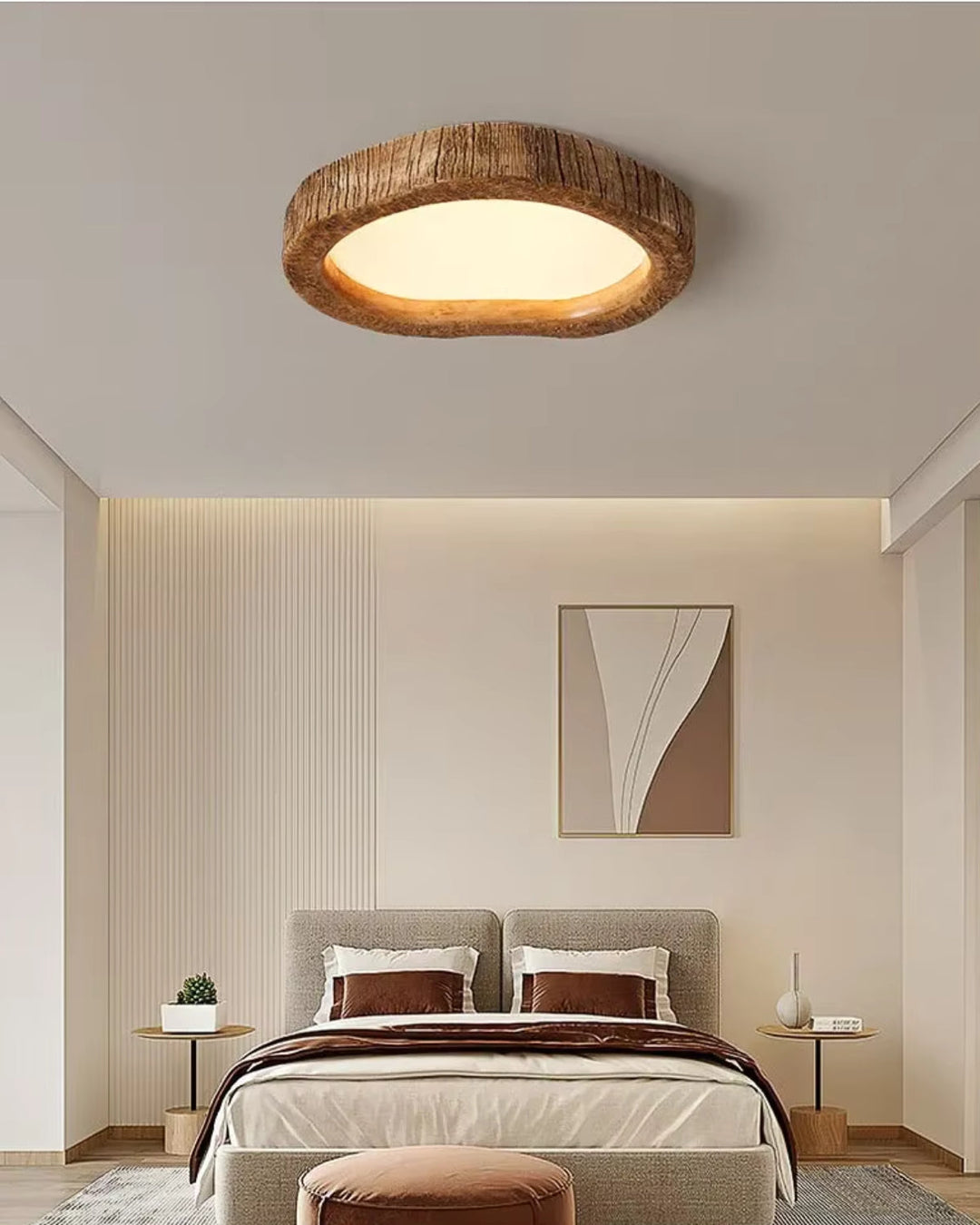 LichtHarmonie: Lampada da soffitto in legno – elegante combinazione di fascino rustico e design contemporaneo per soggiorno e ufficio
