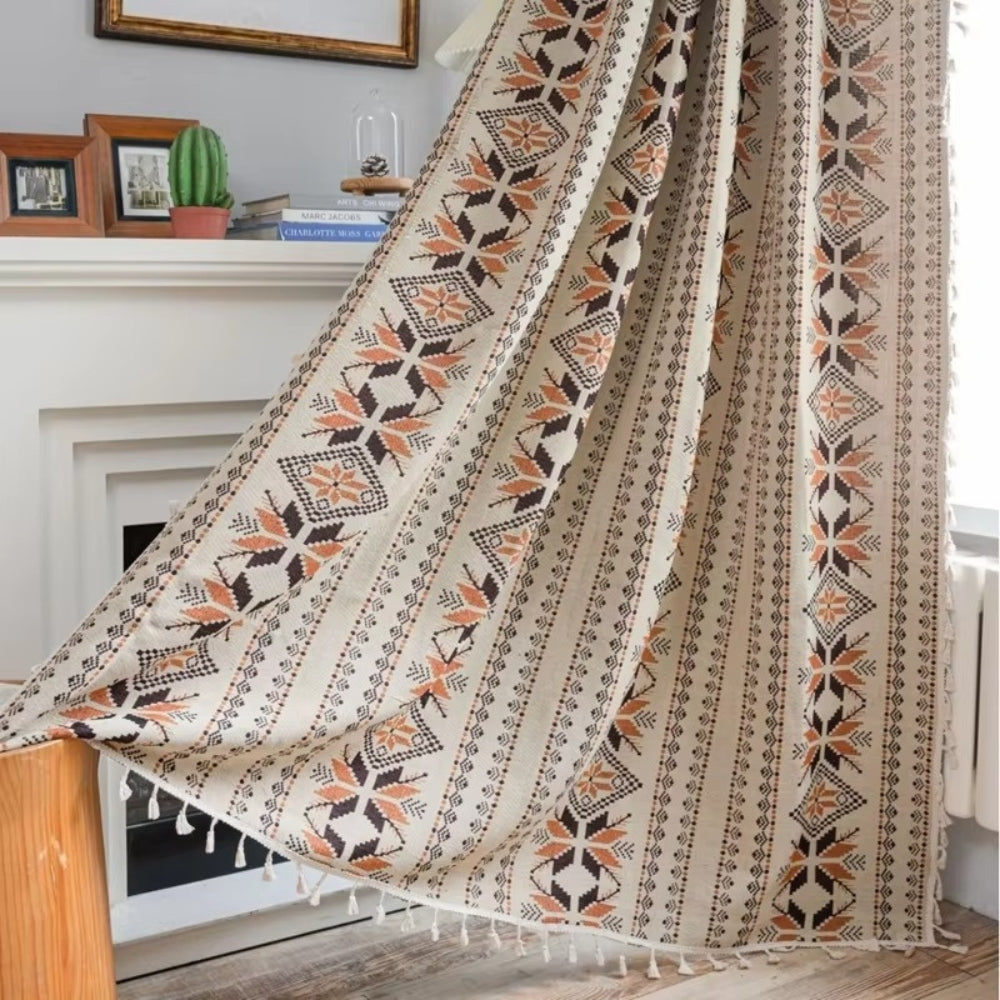 LichtTraum: Tenda geometrica in stile Boho con frange – elegante e facile da mantenere per la camera da letto