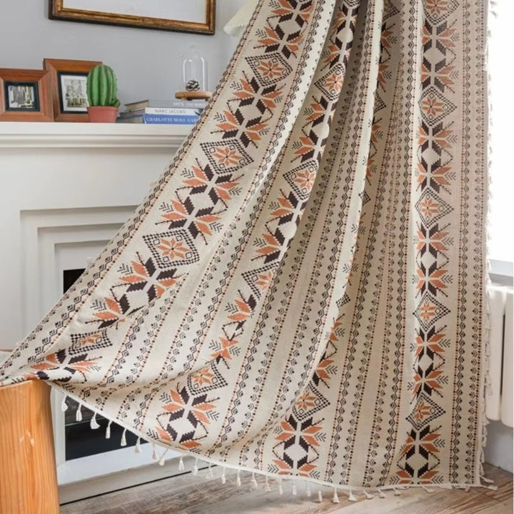 LichtTraum: Tenda geometrica in stile Boho con frange – elegante e facile da mantenere per la camera da letto