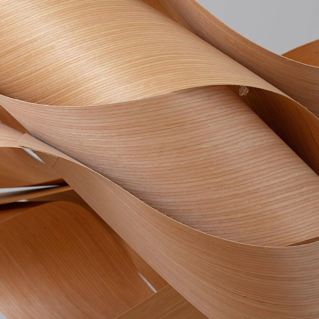 LignoLink: Lampada a sospensione moderna in legno con venature naturali – per sala da pranzo e cucina
