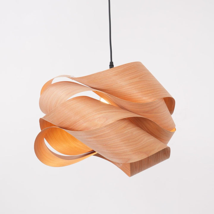 LignoLink: Lampada a sospensione moderna in legno con venature naturali – per sala da pranzo e cucina