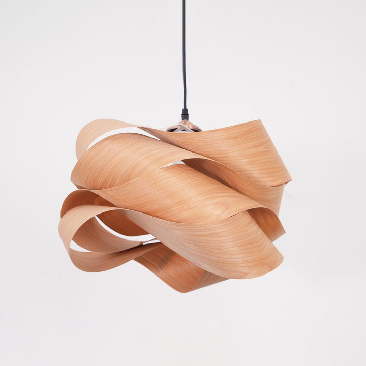 LignoLink: Lampada a sospensione moderna in legno con venature naturali – per sala da pranzo e cucina
