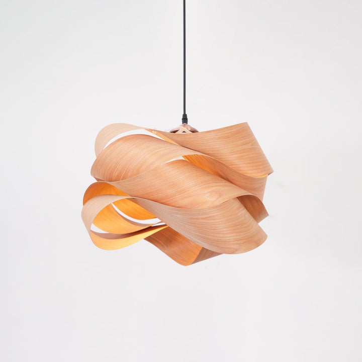 LignoLink: Lampada a sospensione moderna in legno con venature naturali – per sala da pranzo e cucina