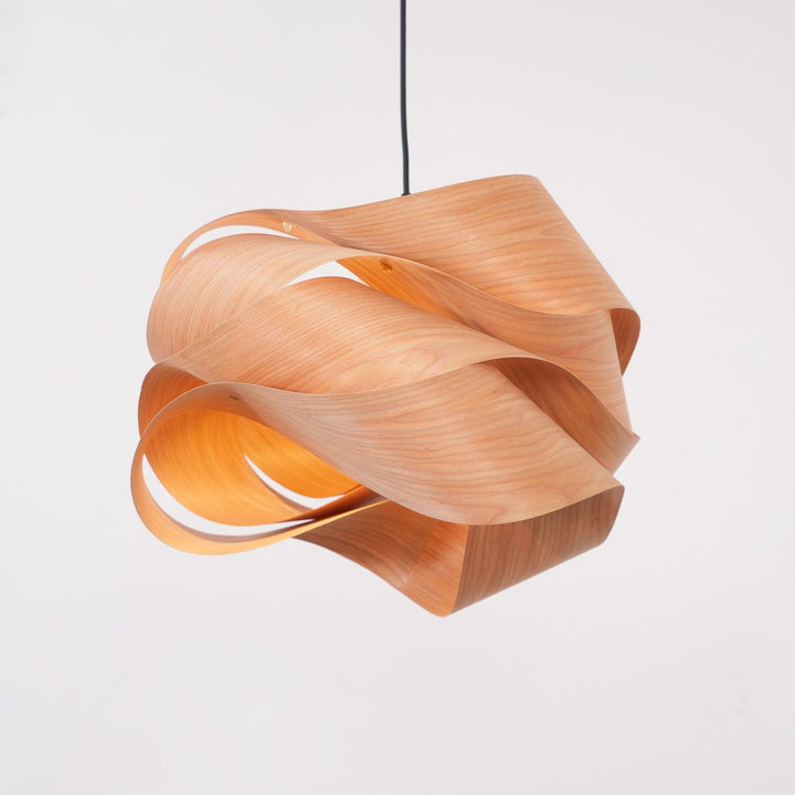 LignoLink: Lampada a sospensione moderna in legno con venature naturali – per sala da pranzo e cucina
