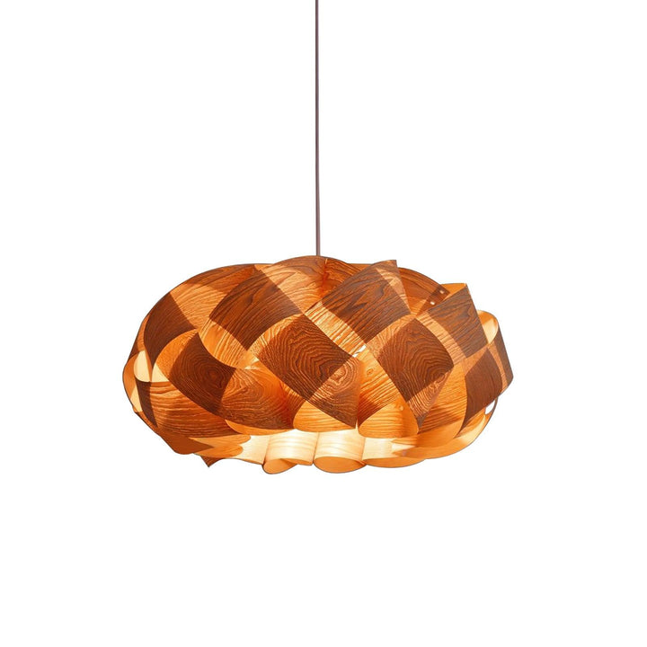 LignoLink: Lampada a sospensione moderna in legno con venature naturali – per sala da pranzo e cucina