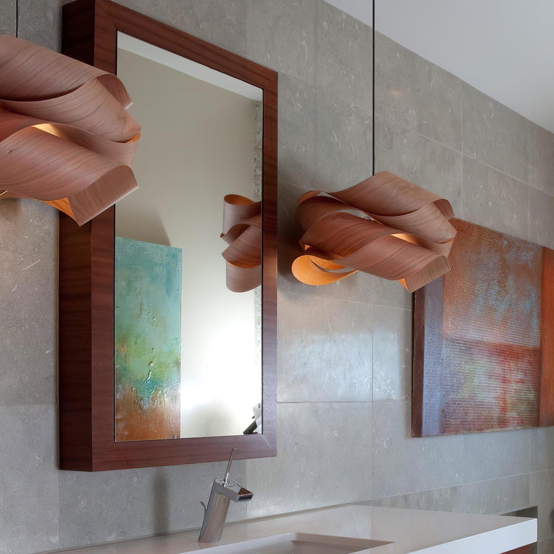 LignoLink: Lampada a sospensione moderna in legno con venature naturali – per sala da pranzo e cucina