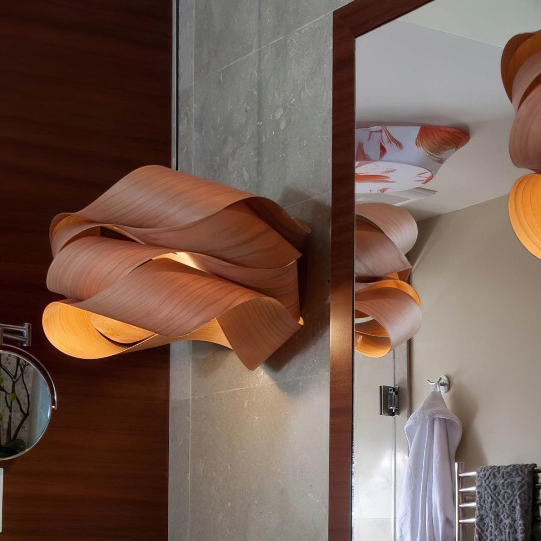 LignoLink: Lampada a sospensione moderna in legno con venature naturali – per sala da pranzo e cucina