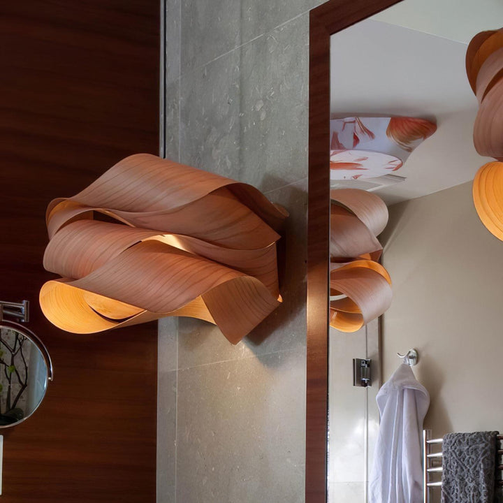 LignoLink: Lampada a sospensione moderna in legno con venature naturali – per sala da pranzo e cucina