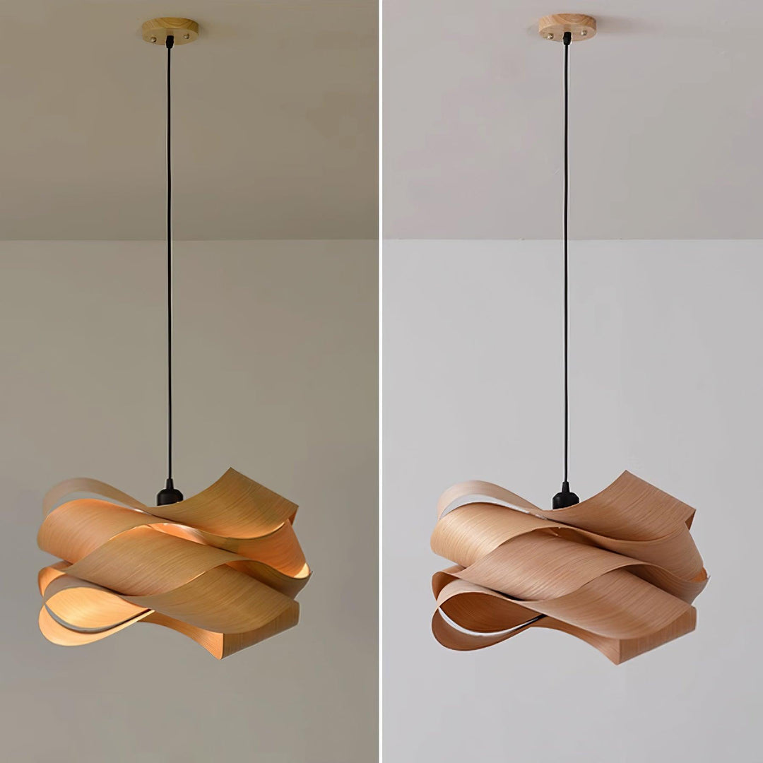 LignoLink: Lampada a sospensione moderna in legno con venature naturali – per sala da pranzo e cucina