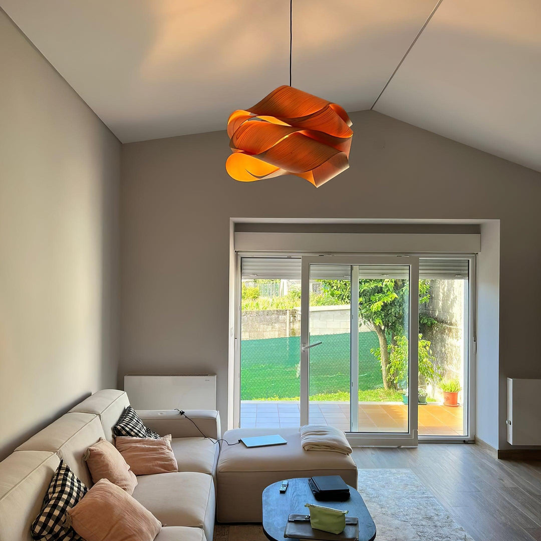 LignoLink: Lampada a sospensione moderna in legno con venature naturali – per sala da pranzo e cucina