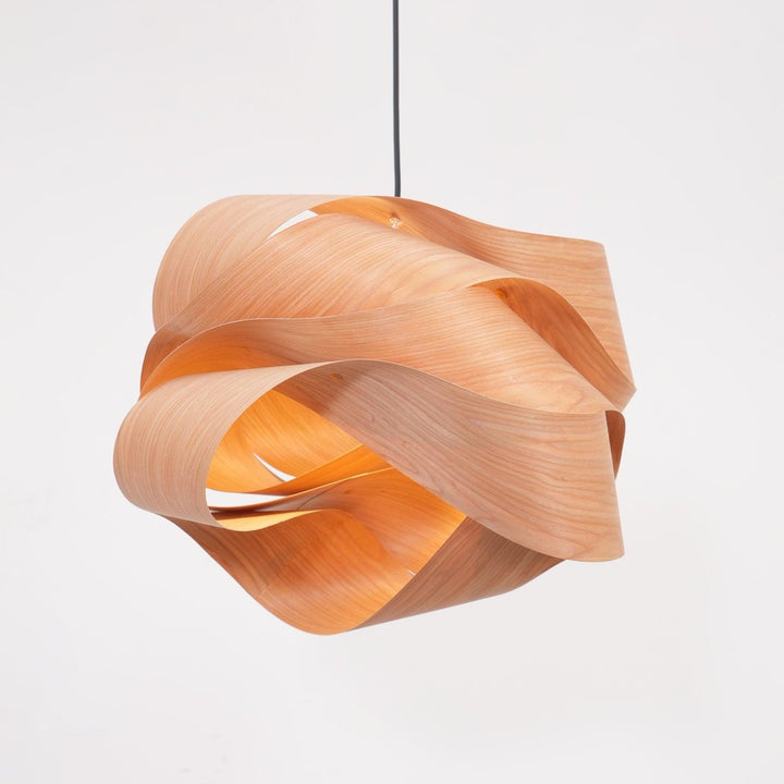 LignoLink: Lampada a sospensione moderna in legno con venature naturali – per sala da pranzo e cucina