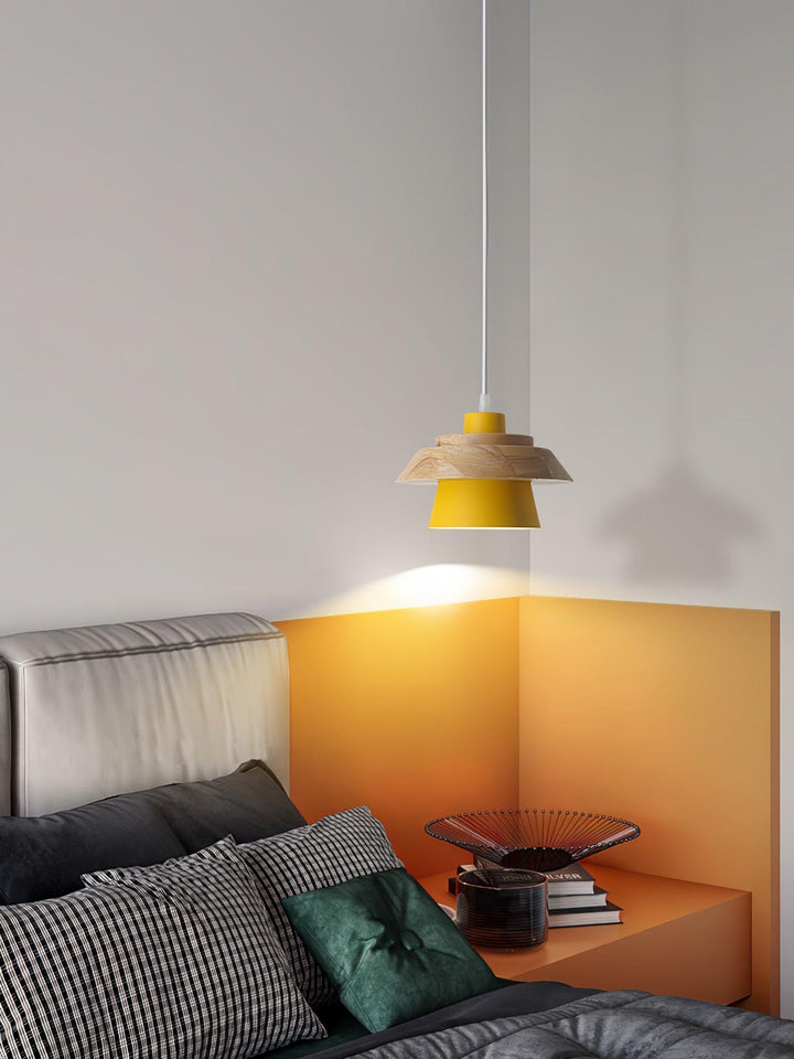 Lignora: Lampada a sospensione in legno e pietra con superficie strutturata e luce calda – per soggiorno e bar