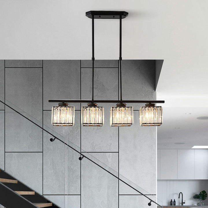 LineaArte: Lampadario Designer in Vetro e Ferro moderno – decorativo e funzionale per soggiorno e sala da pranzo