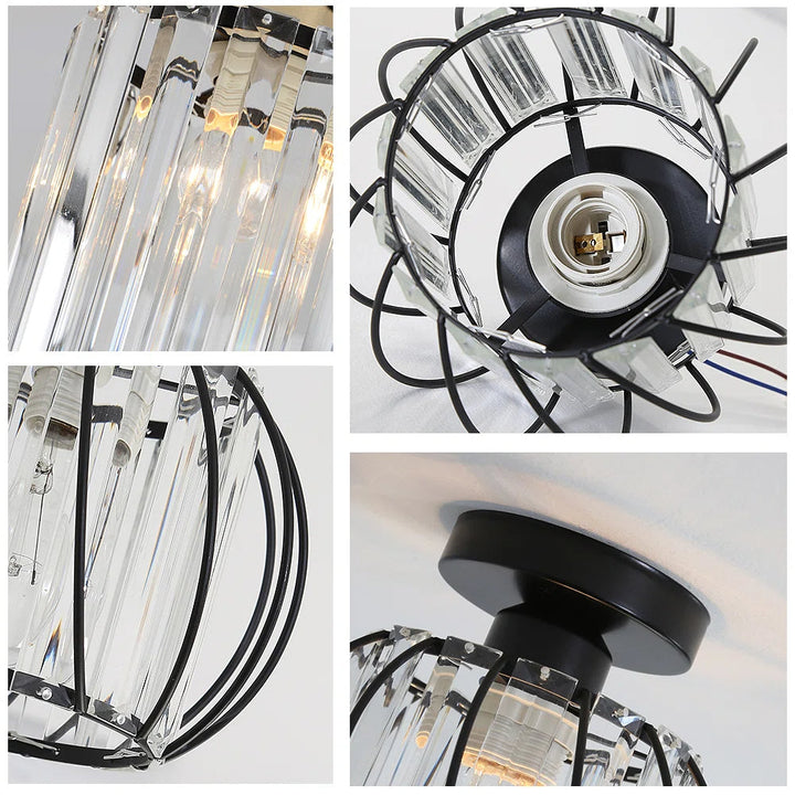 LineaScandi: Lampada da soffitto moderna in vetro con finitura nera – elegante e facile da pulire per corridoio e sala da pranzo