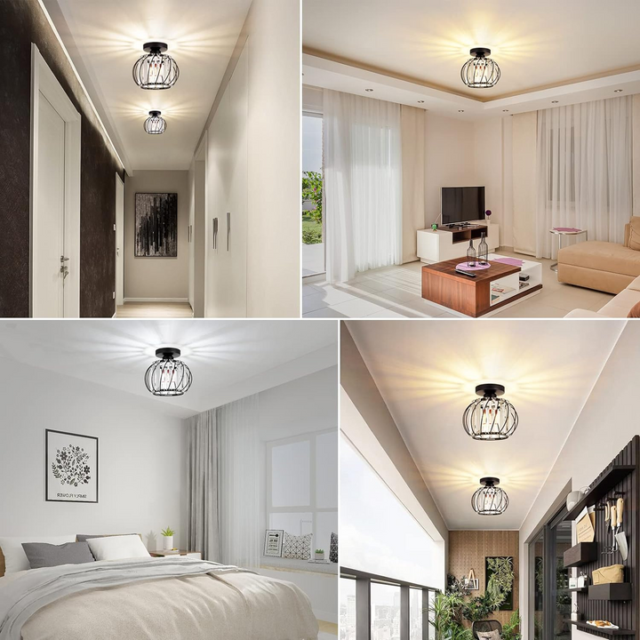 LineaScandi: Lampada da soffitto moderna in vetro con finitura nera – elegante e facile da pulire per corridoio e sala da pranzo