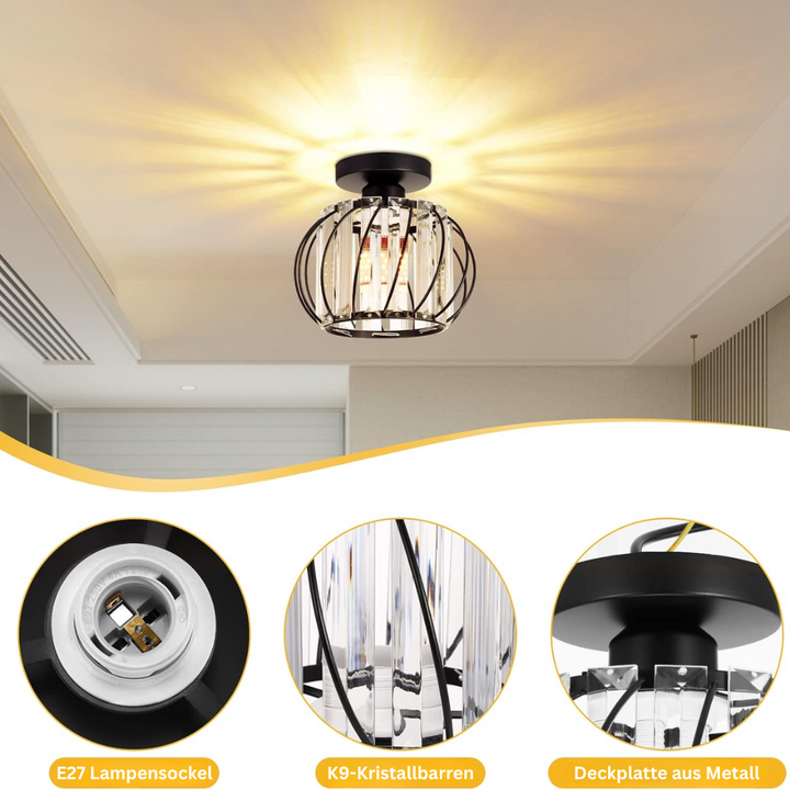 LineaScandi: Lampada da soffitto moderna in vetro con finitura nera – elegante e facile da pulire per corridoio e sala da pranzo