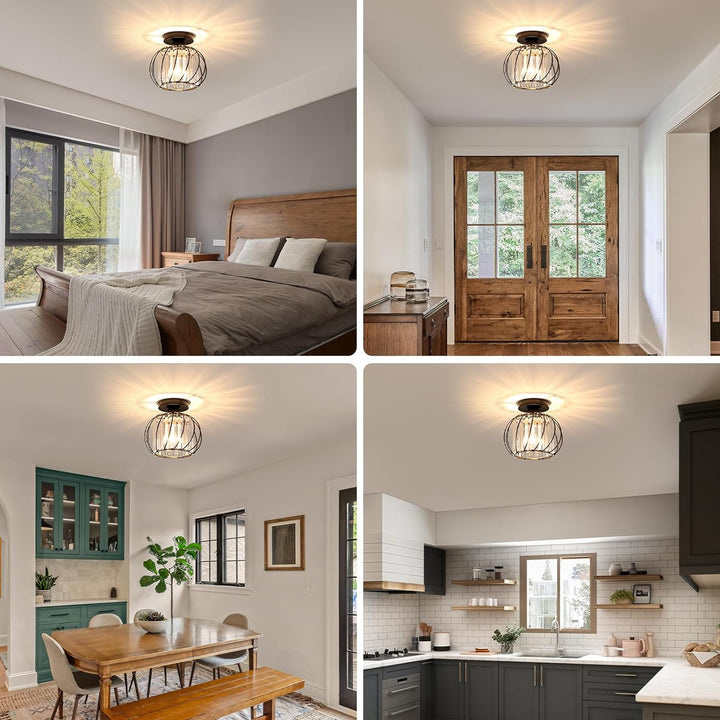 LineaScandi: Lampada da soffitto moderna in vetro con finitura nera – elegante e facile da pulire per corridoio e sala da pranzo
