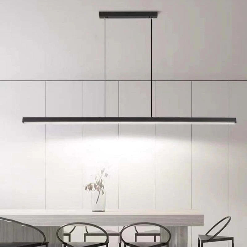 Linearéa: Moderna Lampada a Sospensione LED – Lampada in Metallo Lineare Nera e Marrone per Sala da Pranzo e Soggiorno