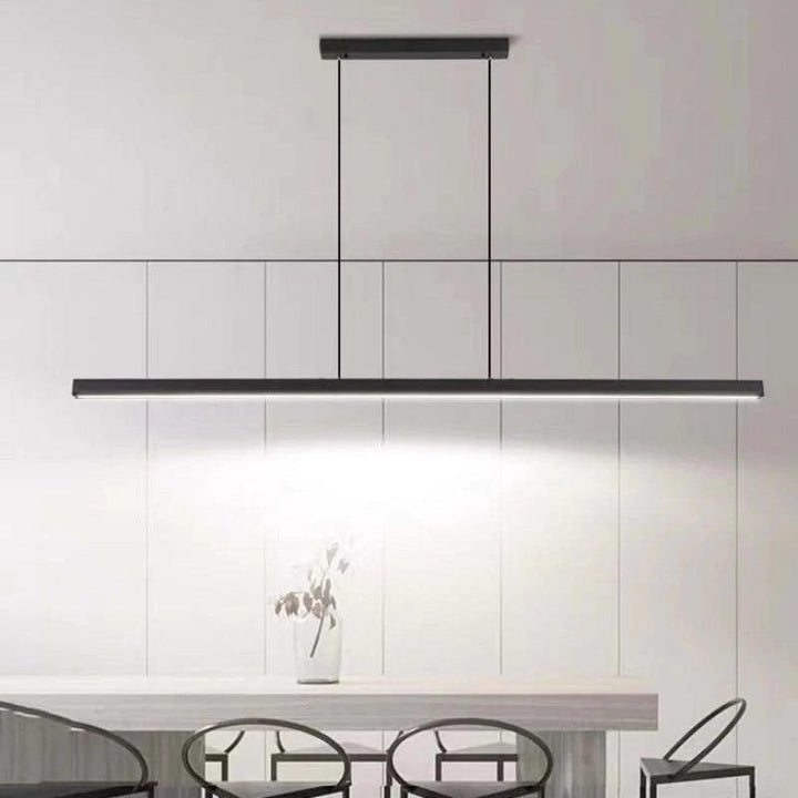 Linearéa: Moderna Lampada a Sospensione LED – Lampada in Metallo Lineare Nera e Marrone per Sala da Pranzo e Soggiorno