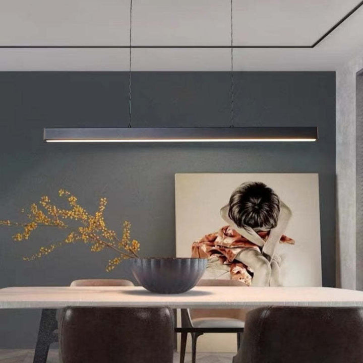 Linearéa: Moderna Lampada a Sospensione LED – Lampada in Metallo Lineare Nera e Marrone per Sala da Pranzo e Soggiorno