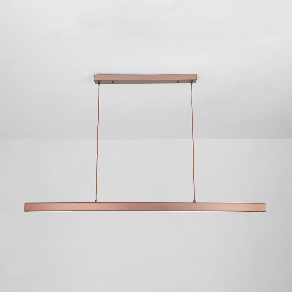 Linearéa: Moderna Lampada a Sospensione LED – Lampada in Metallo Lineare Nera e Marrone per Sala da Pranzo e Soggiorno