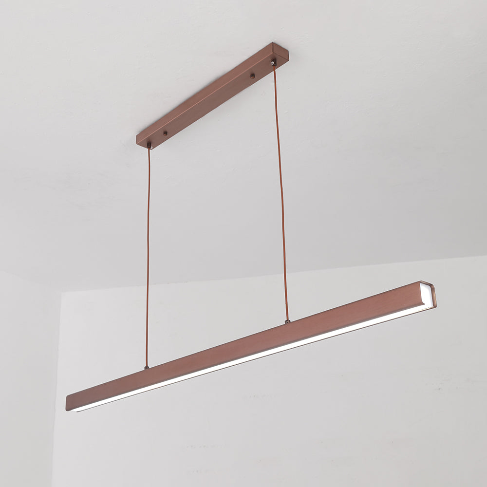Linearéa: Moderna Lampada a Sospensione LED – Lampada in Metallo Lineare Nera e Marrone per Sala da Pranzo e Soggiorno