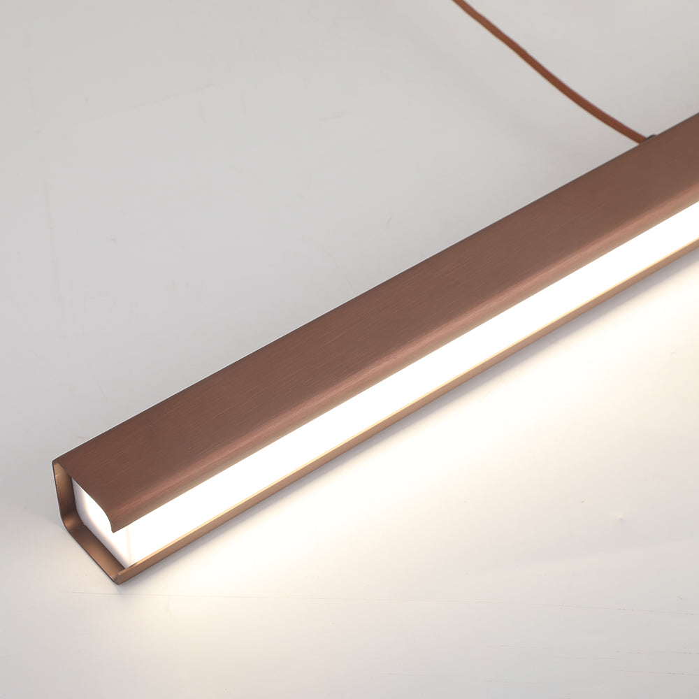 Linearéa: Moderna Lampada a Sospensione LED – Lampada in Metallo Lineare Nera e Marrone per Sala da Pranzo e Soggiorno