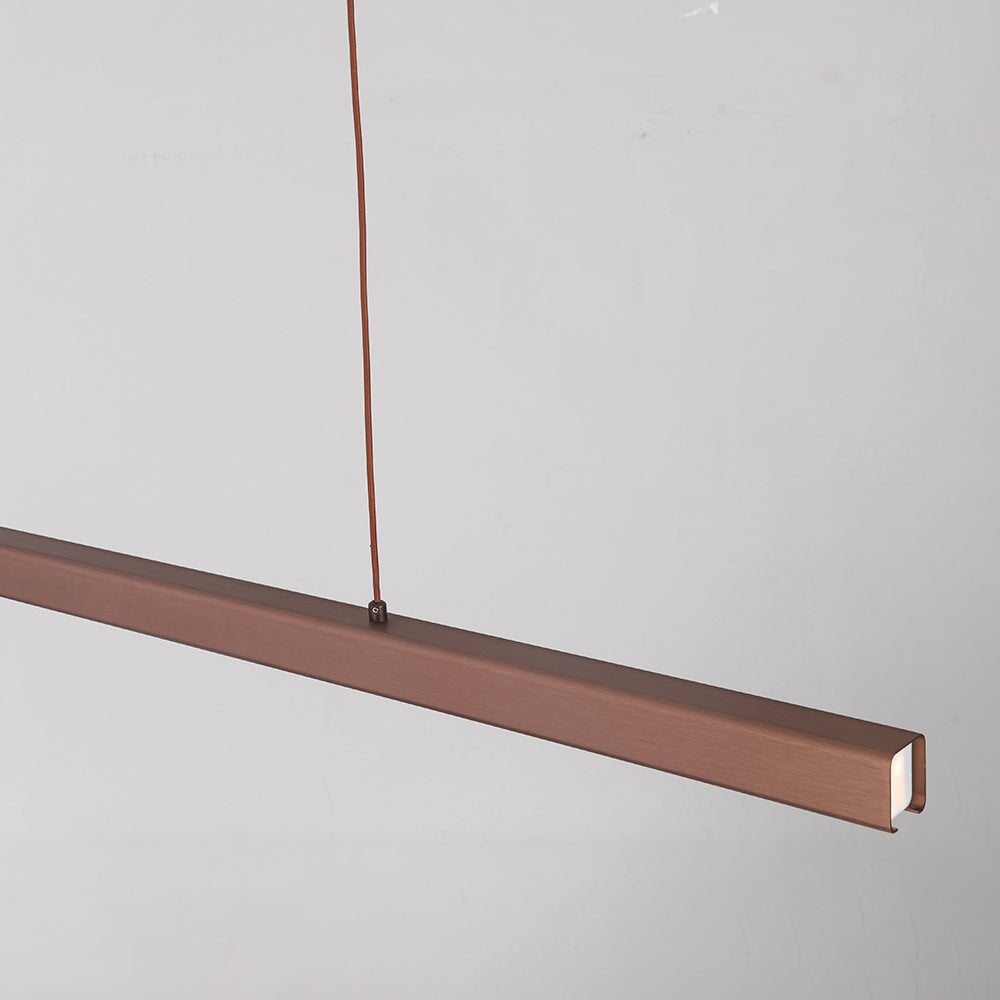 Linearéa: Moderna Lampada a Sospensione LED – Lampada in Metallo Lineare Nera e Marrone per Sala da Pranzo e Soggiorno