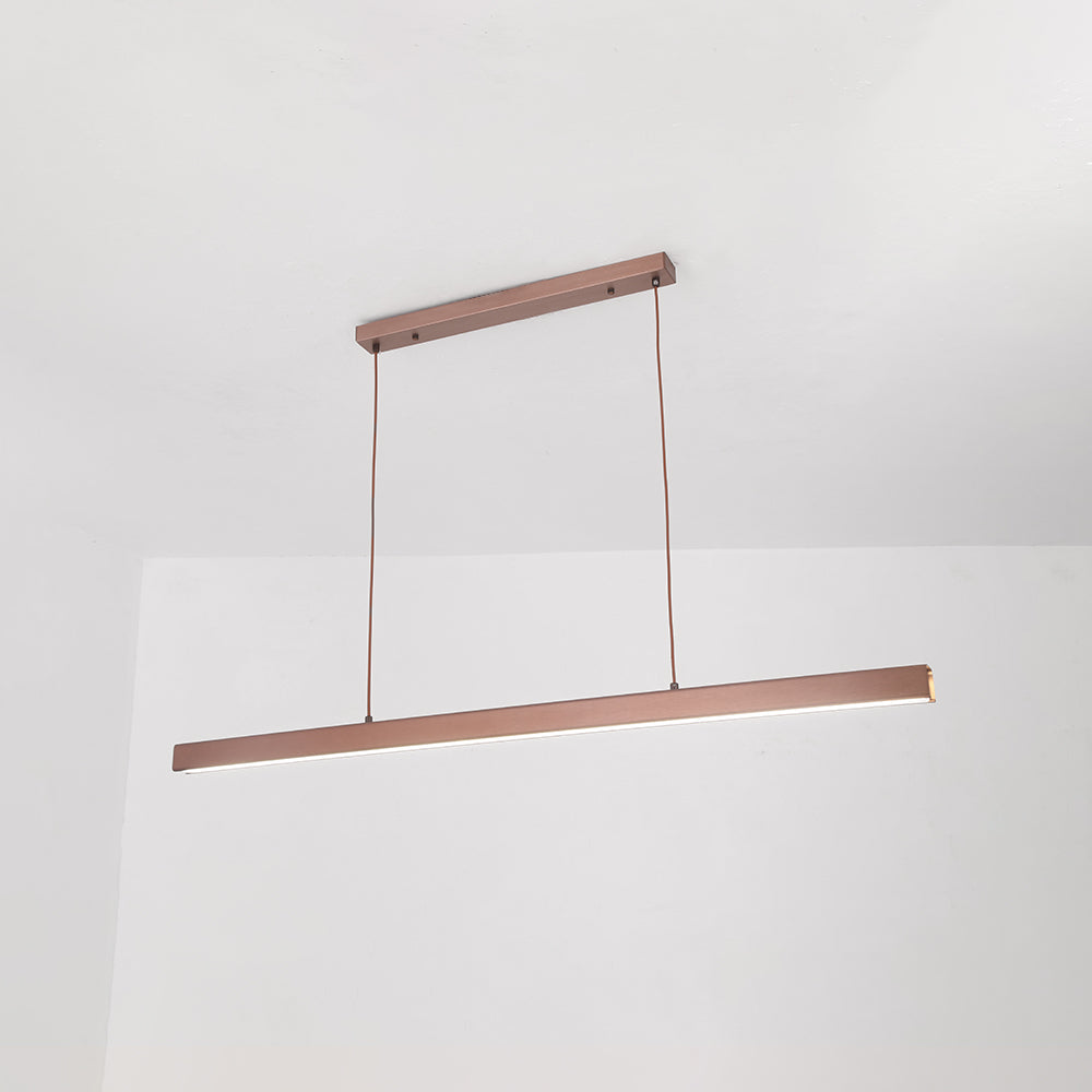 Linearéa: Moderna Lampada a Sospensione LED – Lampada in Metallo Lineare Nera e Marrone per Sala da Pranzo e Soggiorno