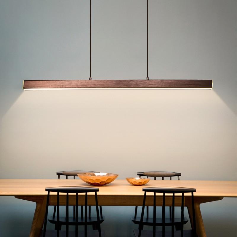 Linearéa: Moderna Lampada a Sospensione LED – Lampada in Metallo Lineare Nera e Marrone per Sala da Pranzo e Soggiorno