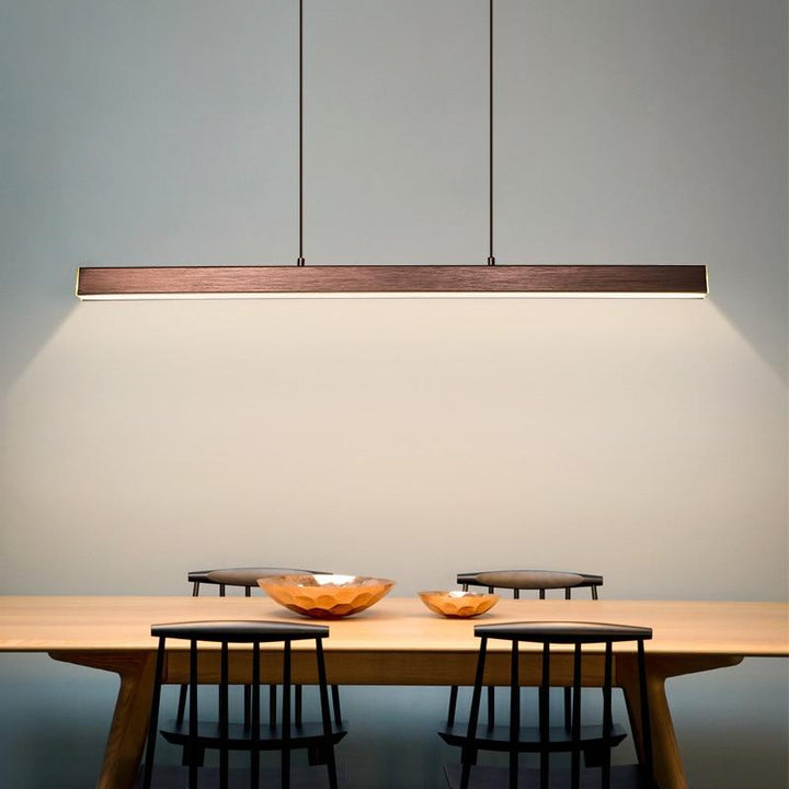 Linearéa: Moderna Lampada a Sospensione LED – Lampada in Metallo Lineare Nera e Marrone per Sala da Pranzo e Soggiorno