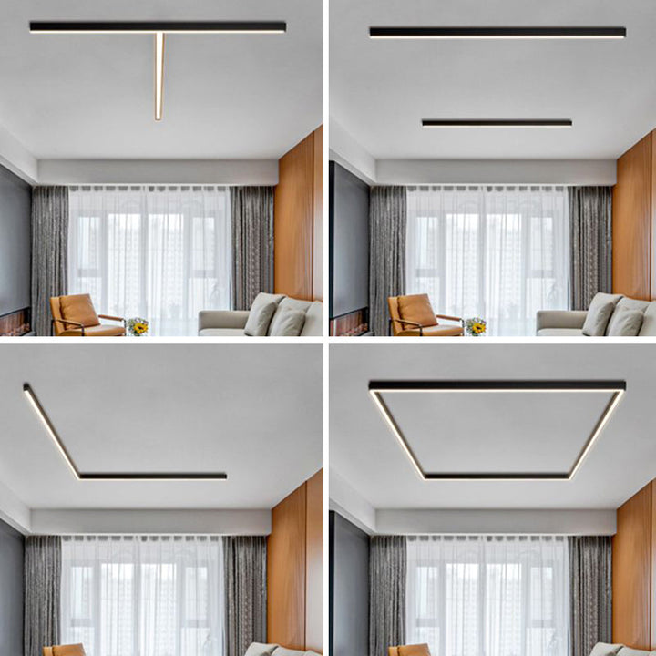 Linearo: Moderna lampada a soffitto LED – Lampada in metallo lineare nera per soggiorno e camera da letto