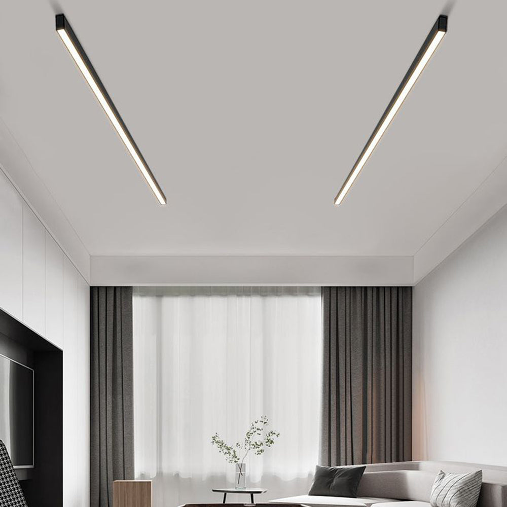 Linearo: Moderna lampada a soffitto LED – Lampada in metallo lineare nera per soggiorno e camera da letto