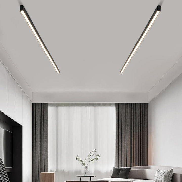 Linearo: Moderna lampada a soffitto LED – Lampada in metallo lineare nera per soggiorno e camera da letto