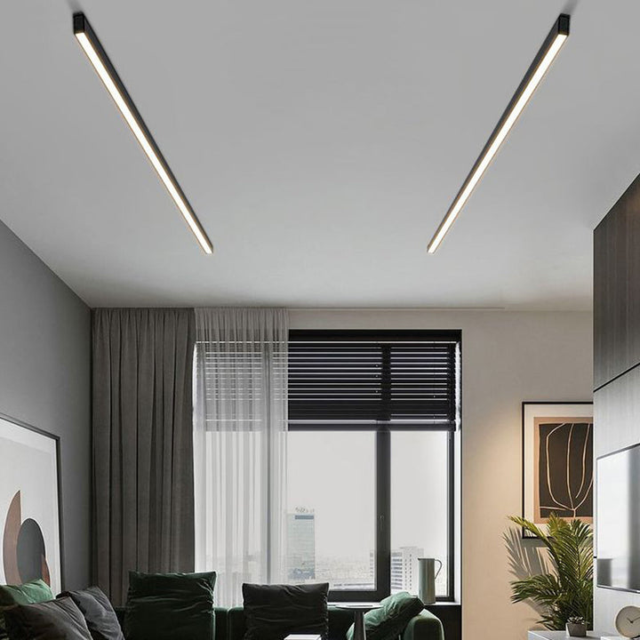 Linearo: Moderna lampada a soffitto LED – Lampada in metallo lineare nera per soggiorno e camera da letto